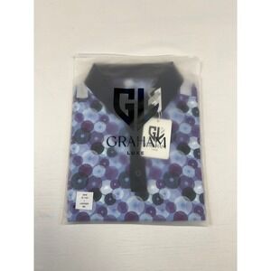 Graham Luxe Zane Mens Lavender Geometric Circle Print Polo Shirt GL11324 Large